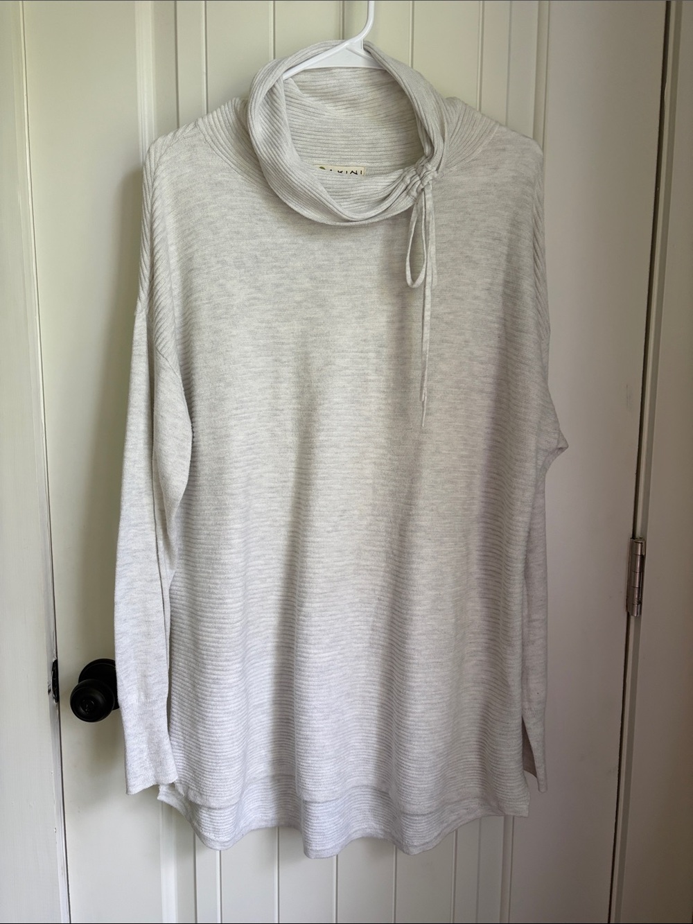 Dakini Light Gray Cowl-Neck Tie Pullover